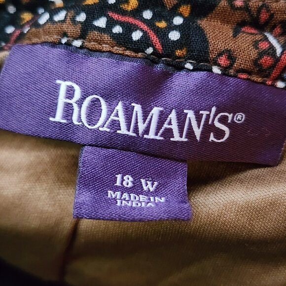 Roamans Dress Womens Plus Size 18W Brown Paisley Short Sleeve Maxi Cotton Boho - Picture 7 of 9